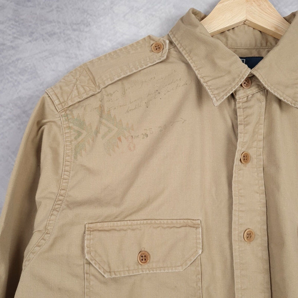 Polo Ralph Lauren Shirt Mens XL Button Up Military Surplus Cargo Aztec Printed - Picture 4 of 16